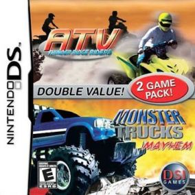 Immagine della copertina del gioco ATV Thunder Ridge Riders + Monster Trucks Mayhem per Nintendo DS