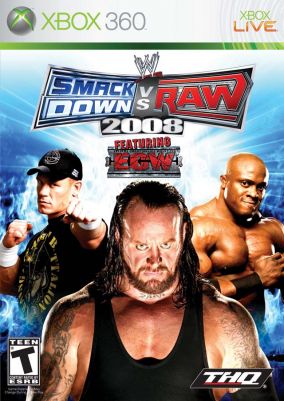 Immagine della copertina del gioco WWE Smackdown vs. RAW 2008 per Xbox 360