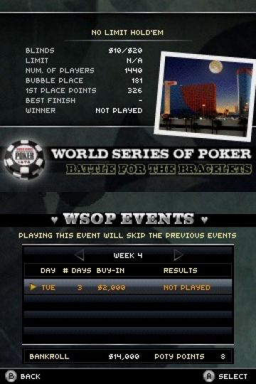 Immagine -1 del gioco World Series of Poker 2008: Battle For The Bracelets per Nintendo DS
